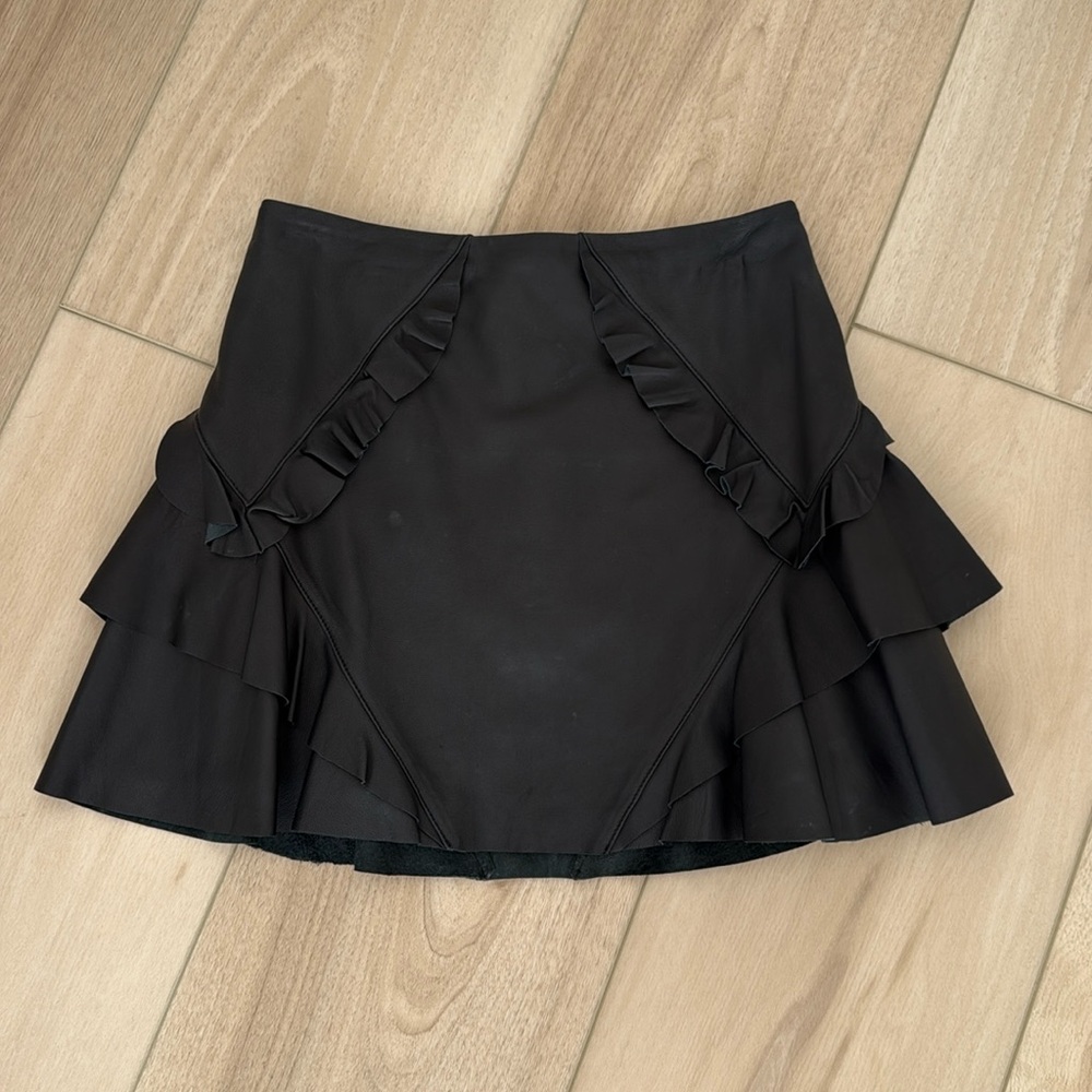 Derek Lam 10 Crosby Ruffle Leather Skirt